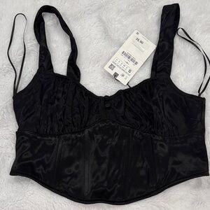 Zara Black Satin Bra Top